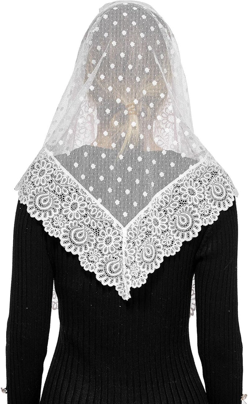 Wgior Triangle Vintage Inspired Lace Chapel Veils Catholic Mass Head Covering Scarf Mantilla Veils for Church - Image 5